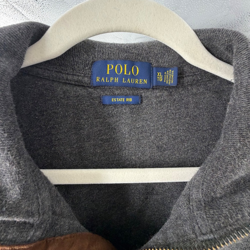 Polo Ralph Lauren Estate Rib Quarter Zip Pullover Charcoal Grey XL Mens Sweater - Picture 2 of 6